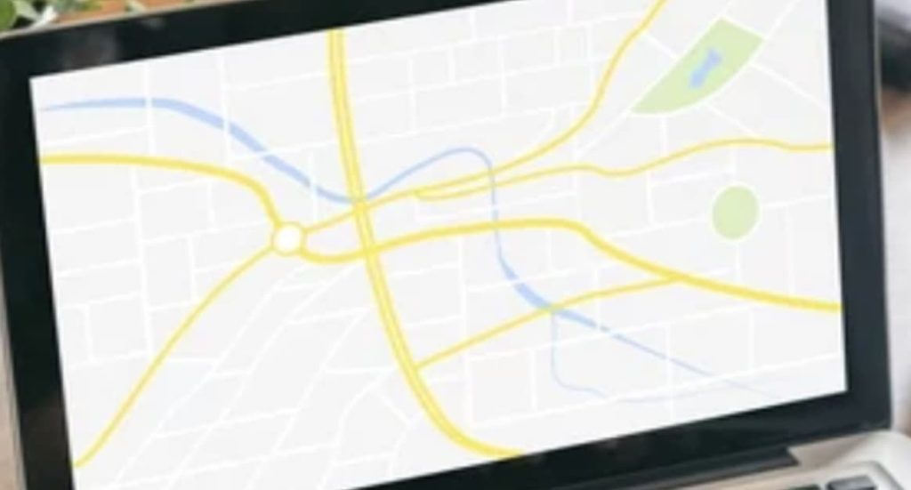 map on tablet screen